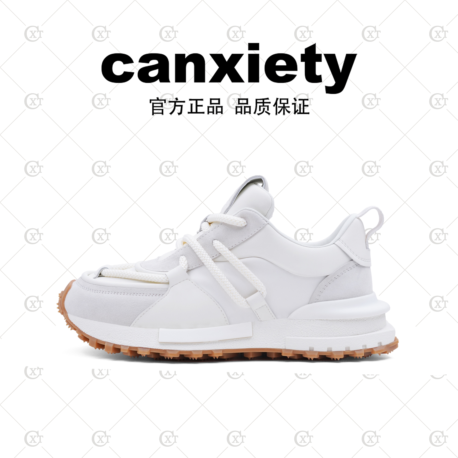 CANXIETY2024头层牛皮新款冰感阿甘鞋夏透气休闲时尚百搭运动潮鞋