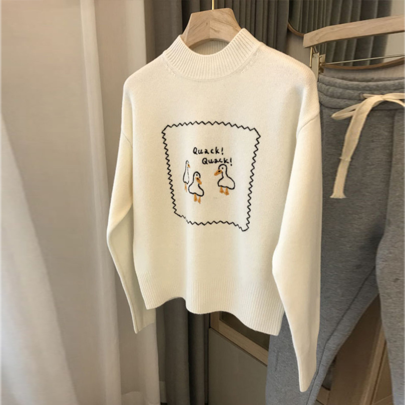 201259法式白色毛衣女宽松秋季新款日系可爱慵懒风减龄打底针织衫