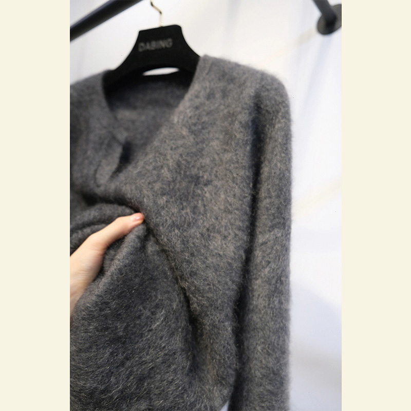 GC2475撤柜女装秋冬季高端大牌百搭针织毛上衣复古慵懒奶糯风灰色
