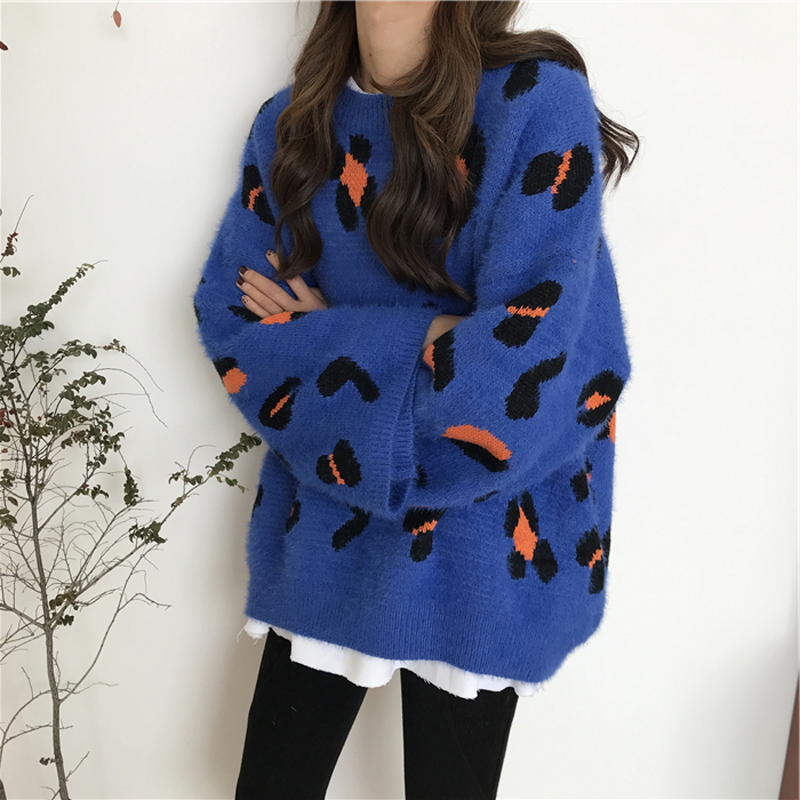 22Y1145新款女装宽松百搭洋气毛衣中长款盐系chic港风减龄针织上