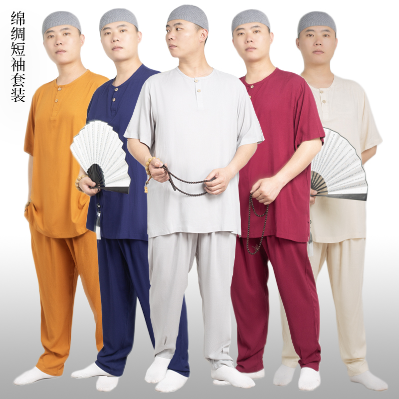 夏季短袖禅修服套装汉服凉爽透气男女款中国风T恤