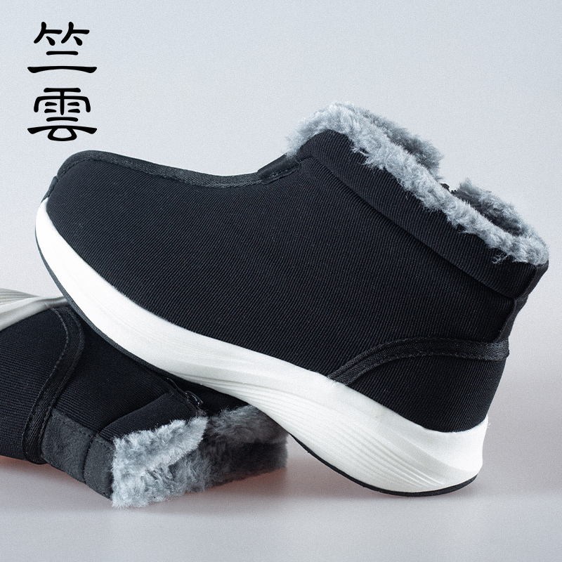 冬季棉鞋加厚软底禅修鞋冬天棉靴子男女中国风布鞋加绒保暖居士鞋