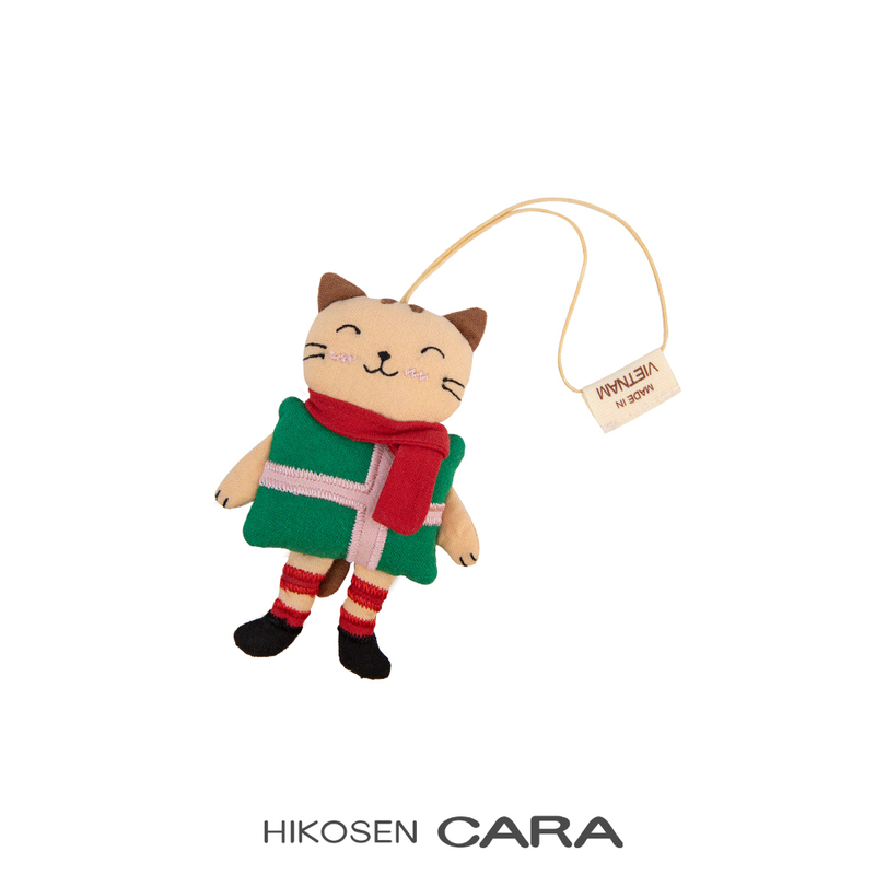 HIKOSEN CARA卡拉猫圣诞猫咪挂饰帆布包包拉链可爱猫咪挂件装饰