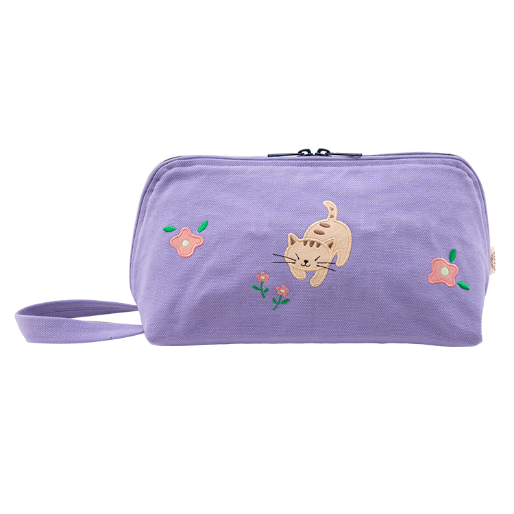 HIKOSEN CARA卡拉猫虎斑猫咪手拿化妆包日本ins风糖果色可爱女包