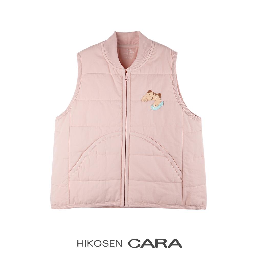 HIKOSEN CARA卡拉猫虎斑猫猫加厚冬季马夹日本夹棉秋冬女保暖背心