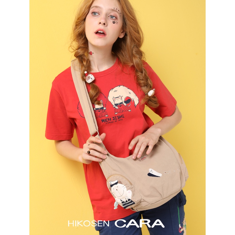 HIKOSEN CARA日本卡拉猫海军猫原创可爱女手工帆布包单肩斜挎包