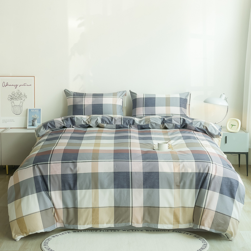 方格纯棉床品格子控全棉四件套