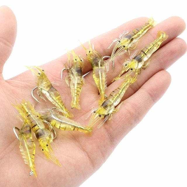 路亚仿真4cm小草虾夜光带钩虾翘嘴鲈鱼通杀海钓淡水假饵软饵软体