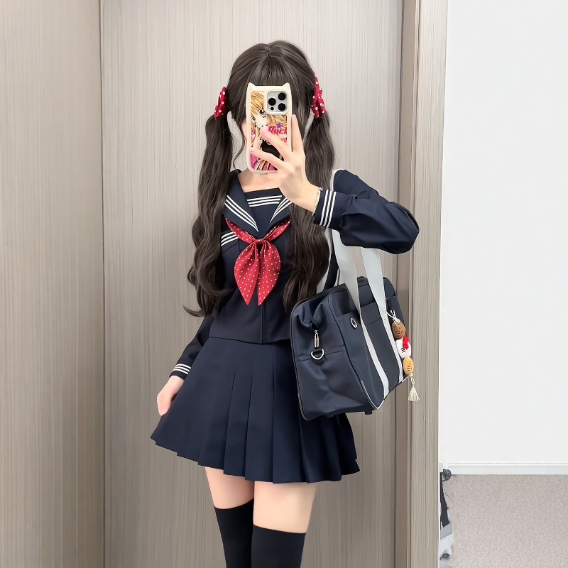 【川町香】日系正统水手服jk制服裙套装绀二三本基础款关西襟全套