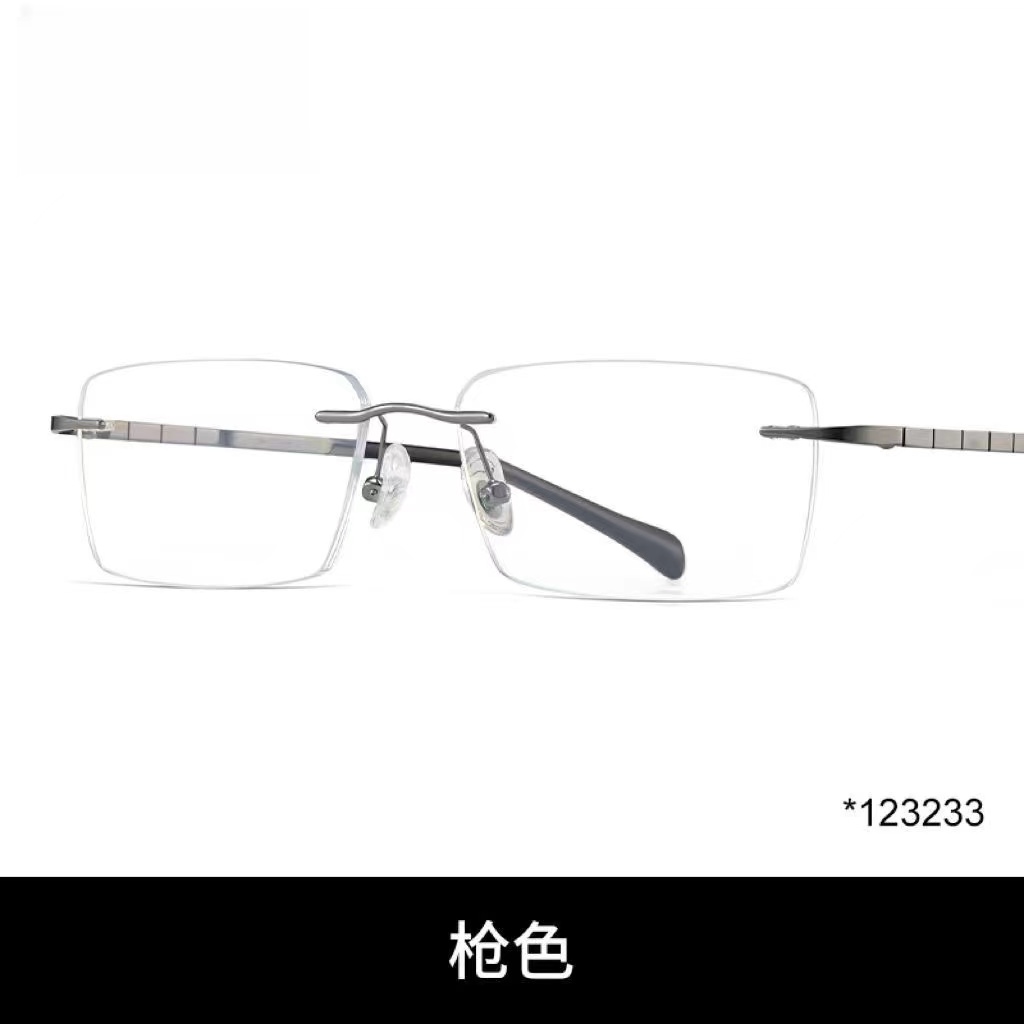 超轻纯钛无边框眼镜框时尚简约款丹阳眼镜