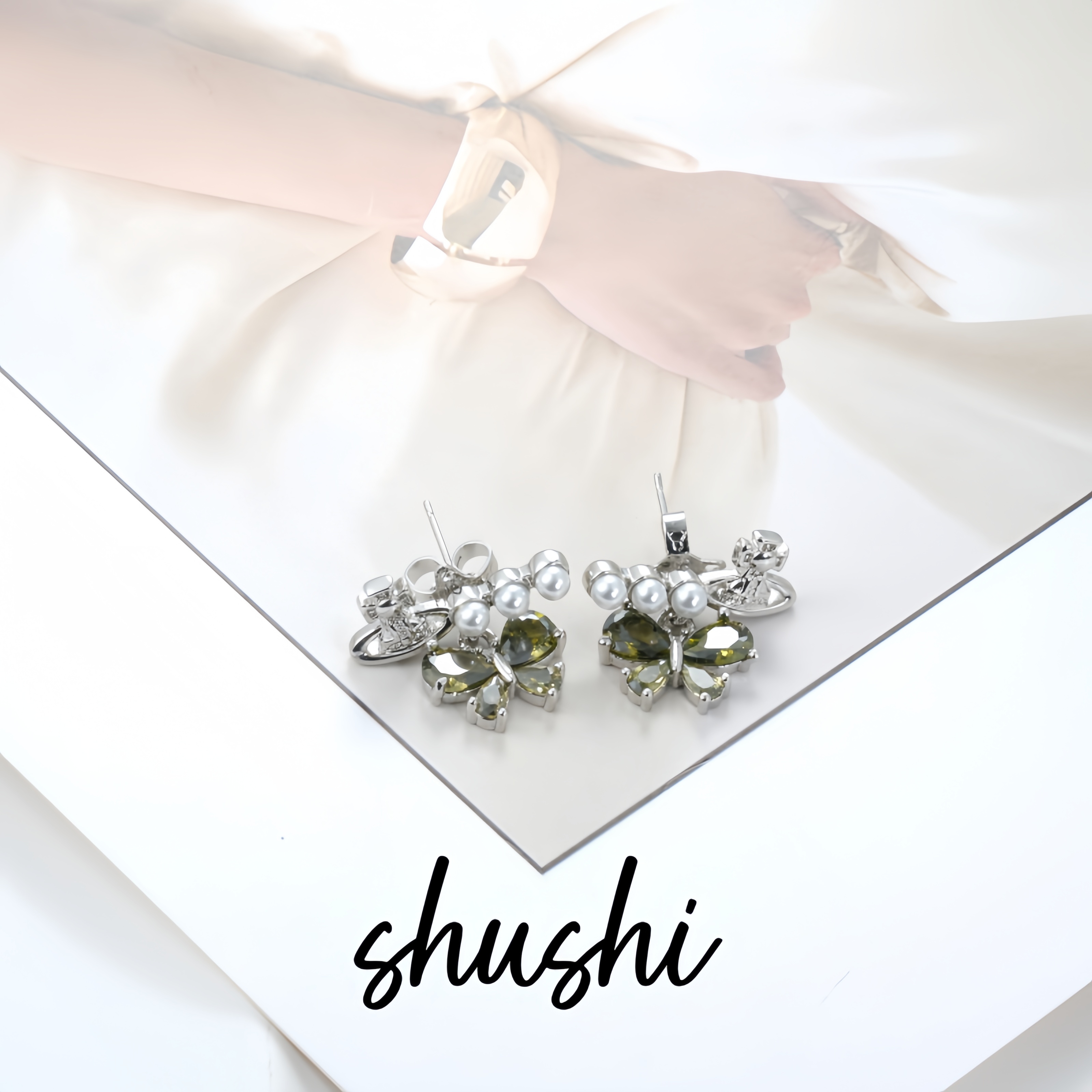 铜合金合成锆石耳饰 耳环7524