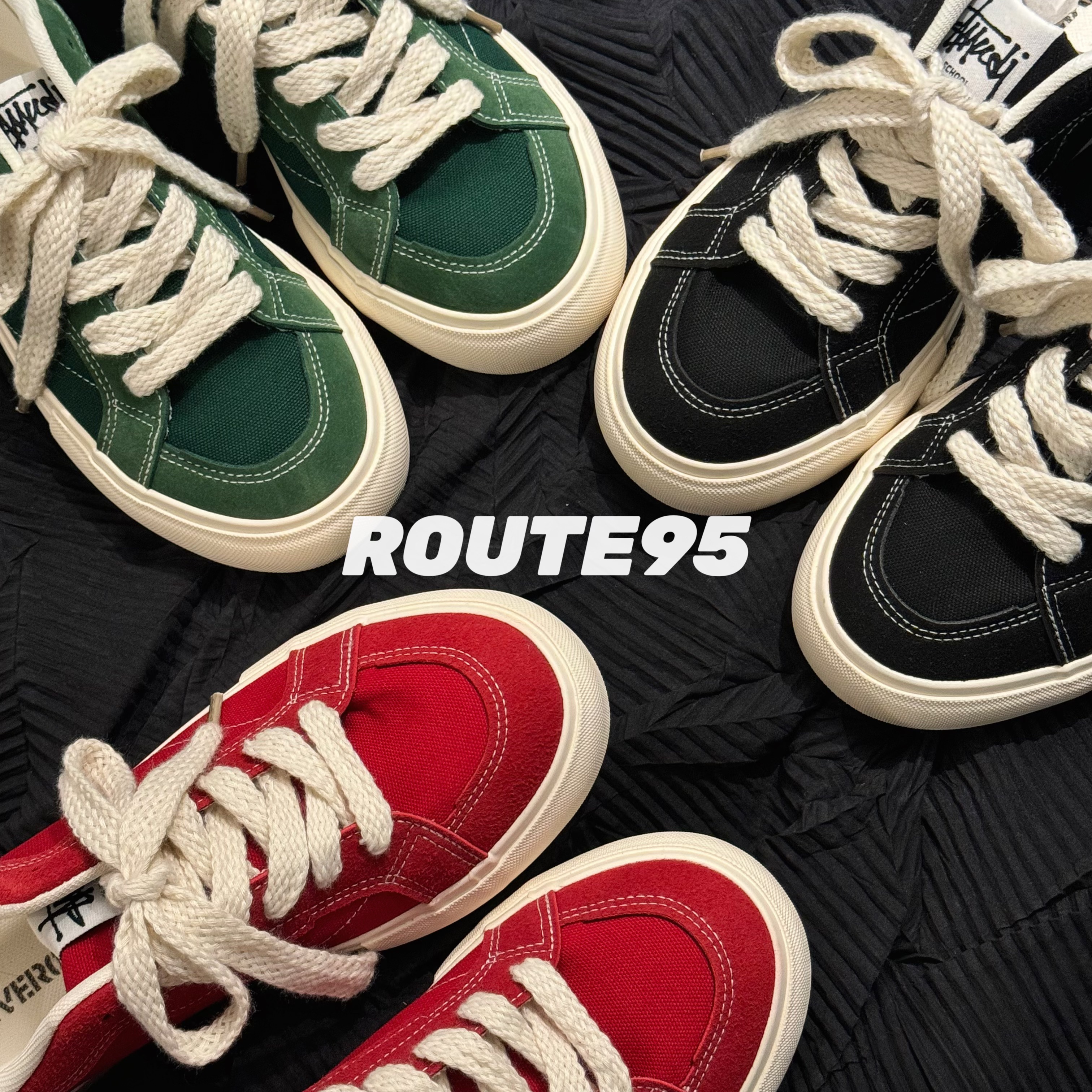 ROUTE95简约美式情侣休闲帆布鞋复古板鞋三色滑板鞋