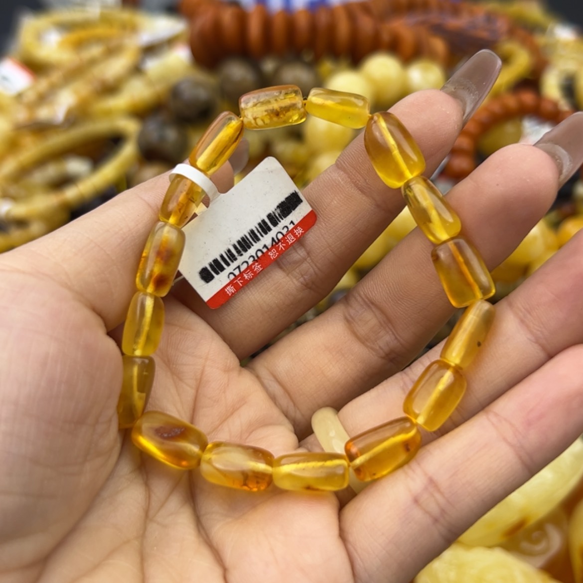 【闪购商品】琥珀裸石银S925镀金镶嵌