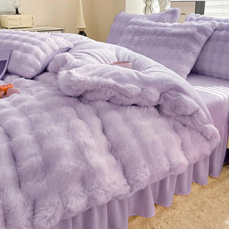 新疆包邮新疆包邮简约款床裙四件套2023新款牛奶绒床单被套冬季加