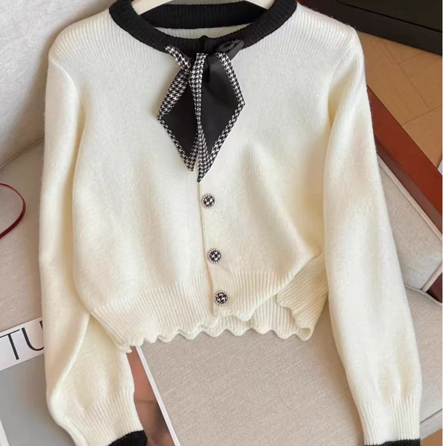 （非图片款直播间下单）毛衣开衫小香风长袖白色短款时尚百搭洋秋冬