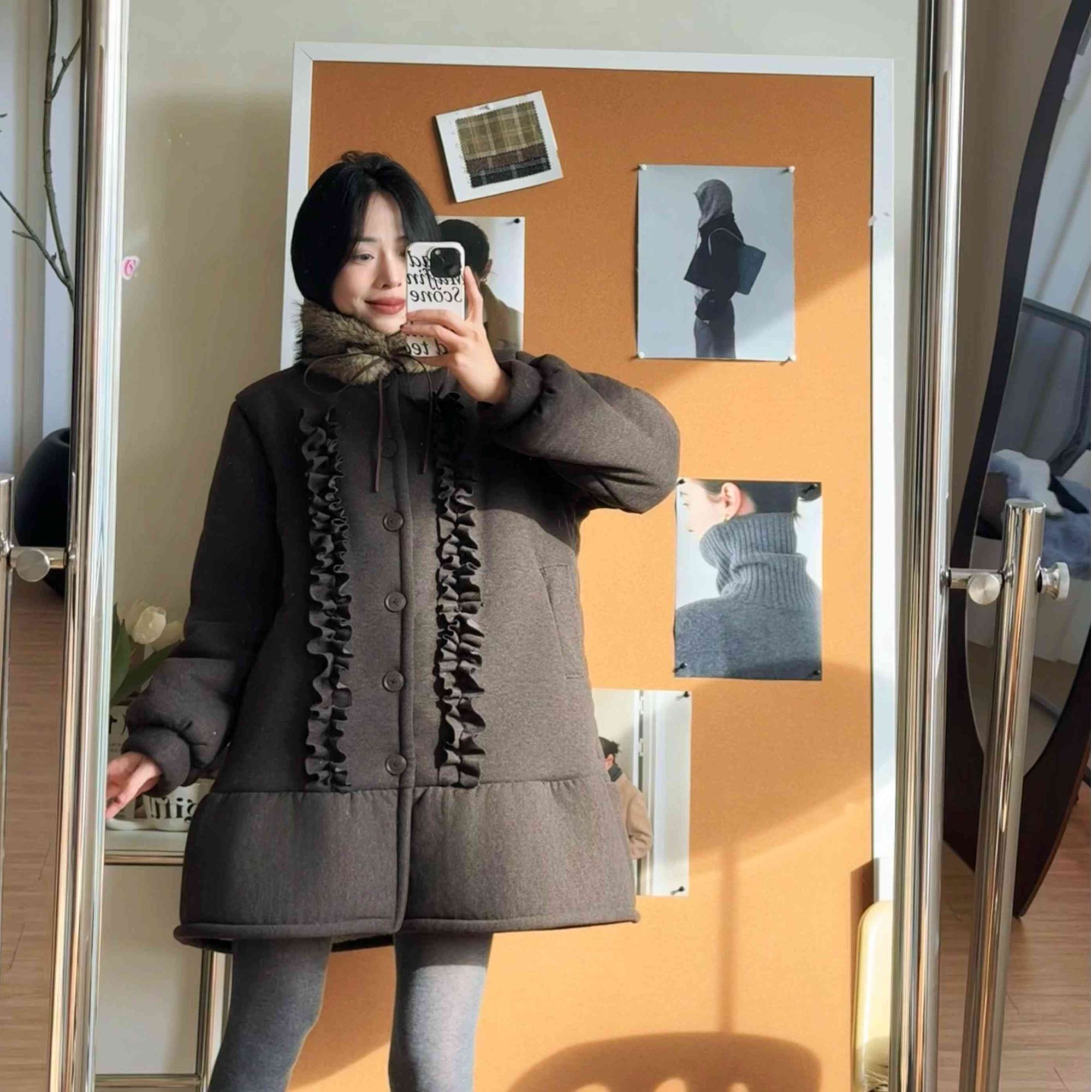 2025年冬季三层加绒厚新款甜美法式花边小睡袍超厚睡衣