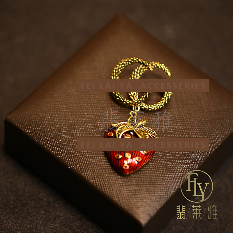 翡莱雅 胸针 复古珐琅优雅气质百搭草莓胸针-2189