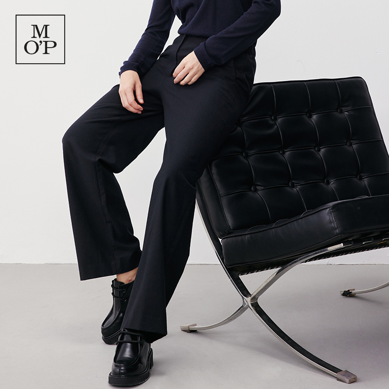 Marc O'Polo/MOP【100%羊毛】时尚女士高腰直筒休闲裤显瘦通勤穿搭
