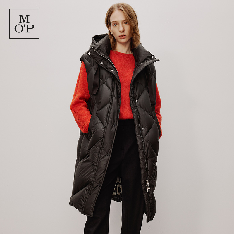Marc O'Polo/MOP【商场同款】冬季新款白鹅绒长款连帽羽绒马甲女
