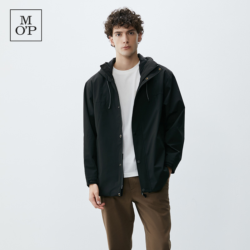 Marc O'Polo/MOP【商场同款】春季可折叠下摆拼接户外连帽风衣外套