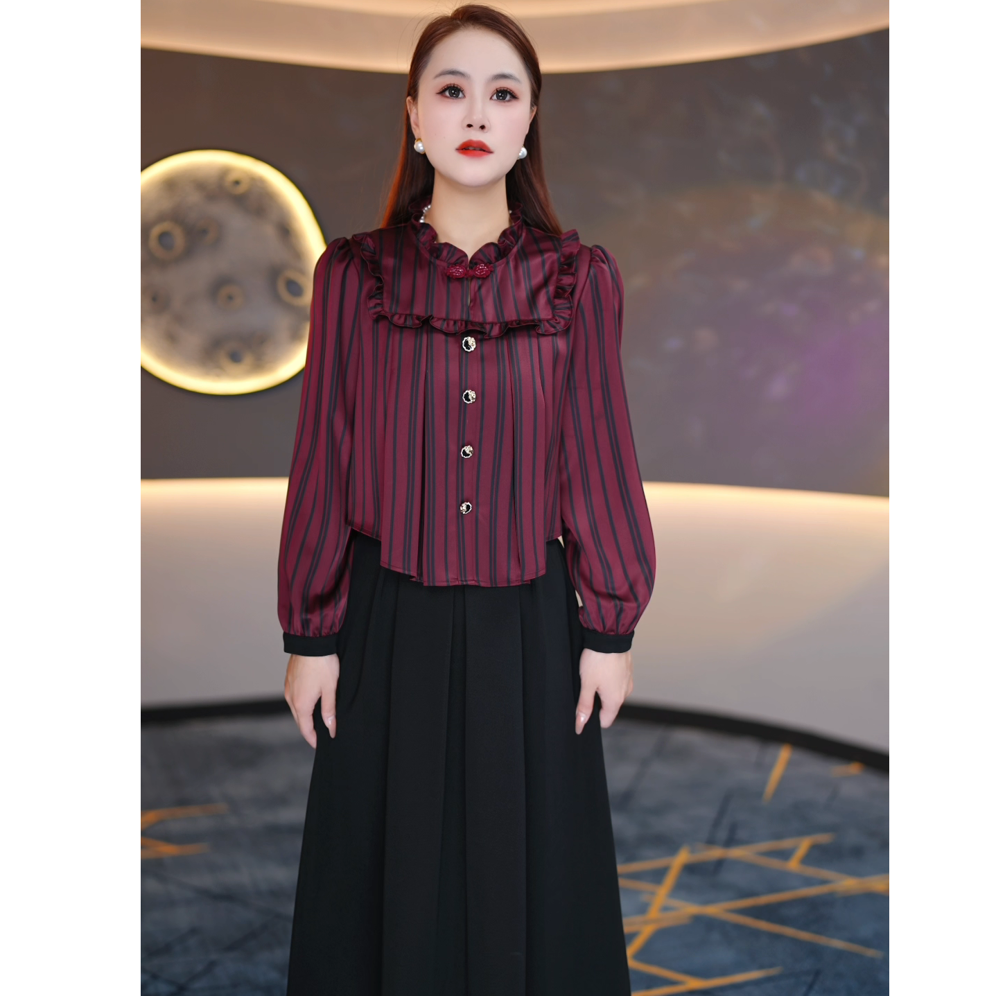 【Adr】新款2024年新款显瘦遮肉条纹妈妈装