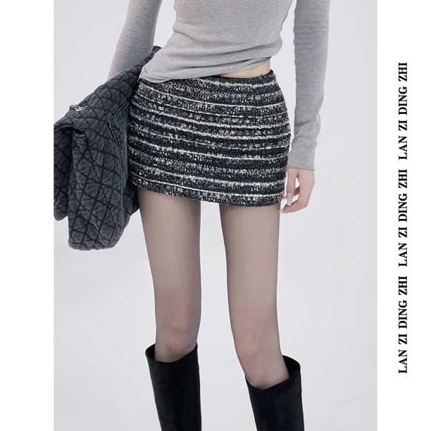 「无关风月」时尚气质亮片设计感秋冬新款包臀裤裙短裙