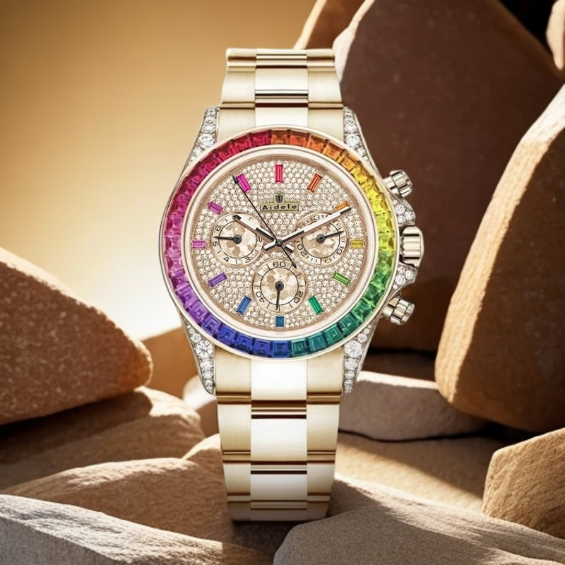 男士时尚金色经典多功能男士轻奢腕表全自动机械手表A6066