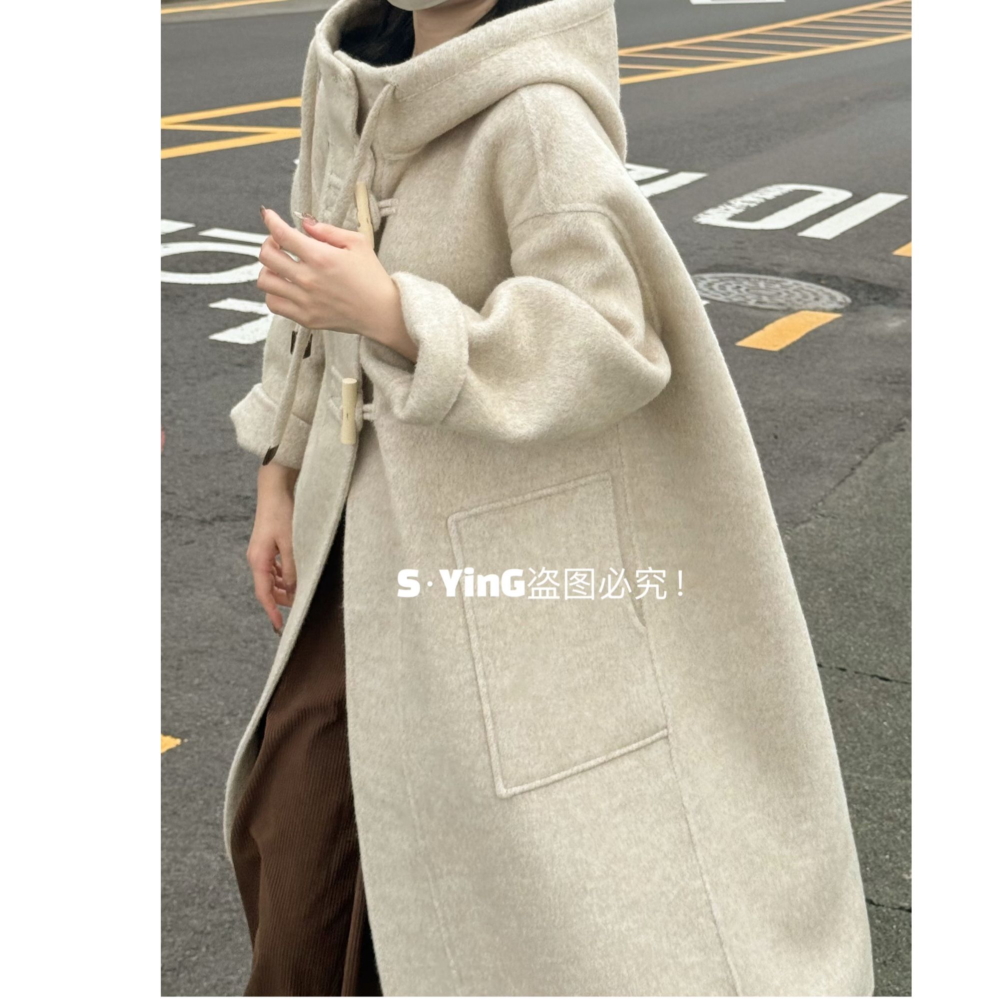 高级秋冬东大门韩系美学轻职风澳洲进口双面羊毛大衣