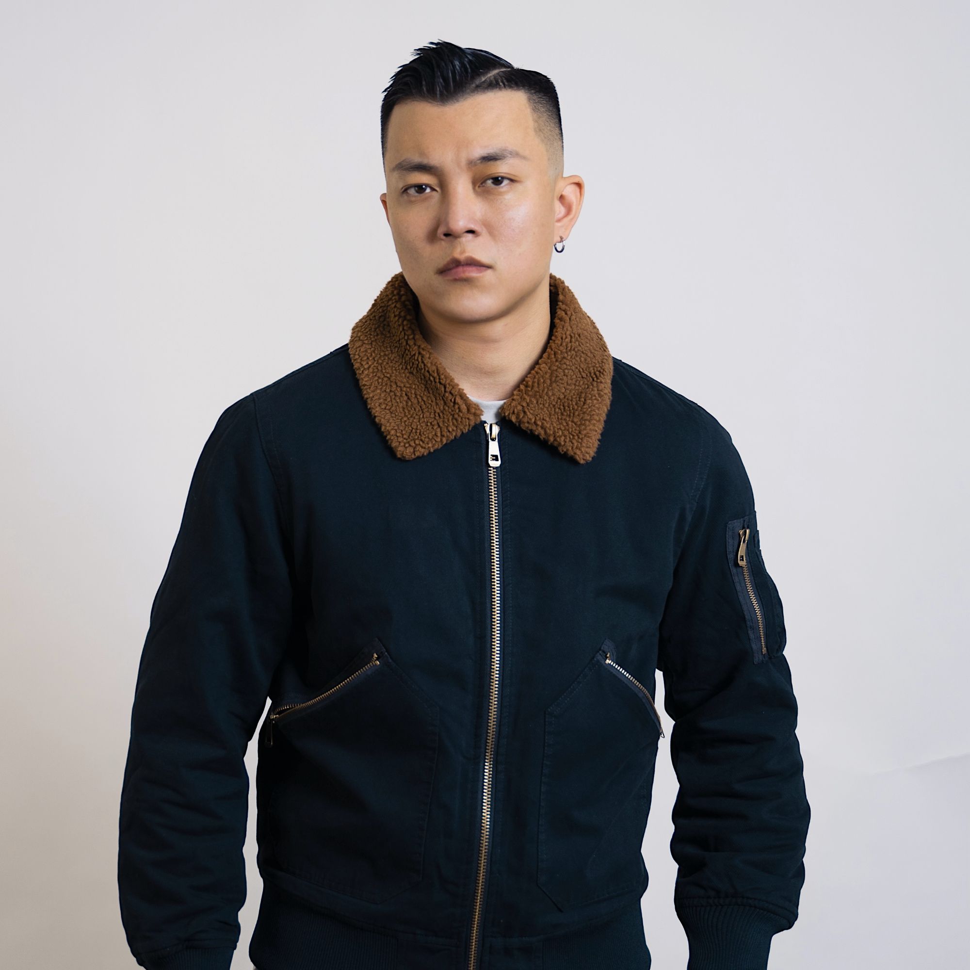 WARPSPEED美式复古翻领加绒加厚保暖冬季飞行夹克