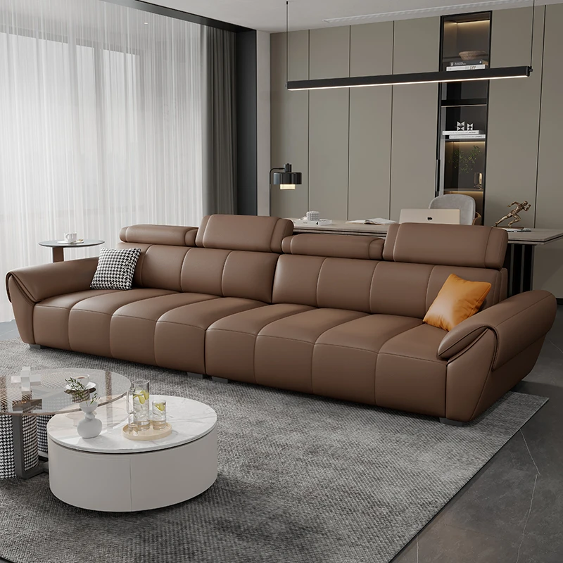 轻奢现代真皮沙发客厅小户型头层牛皮大象耳朵钢琴键乳胶奶油风