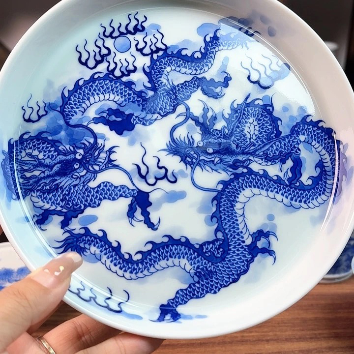 【柴窑秒杀】景德镇纯手工青花瓷赏盘手绘柴窑陶瓷大号茶具家用