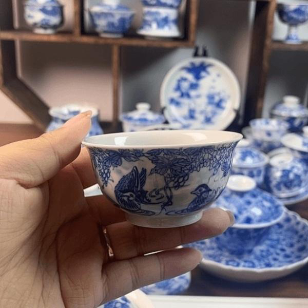 景德镇柴窑 纯手工手绘 鸳鸯 陶瓷主人杯