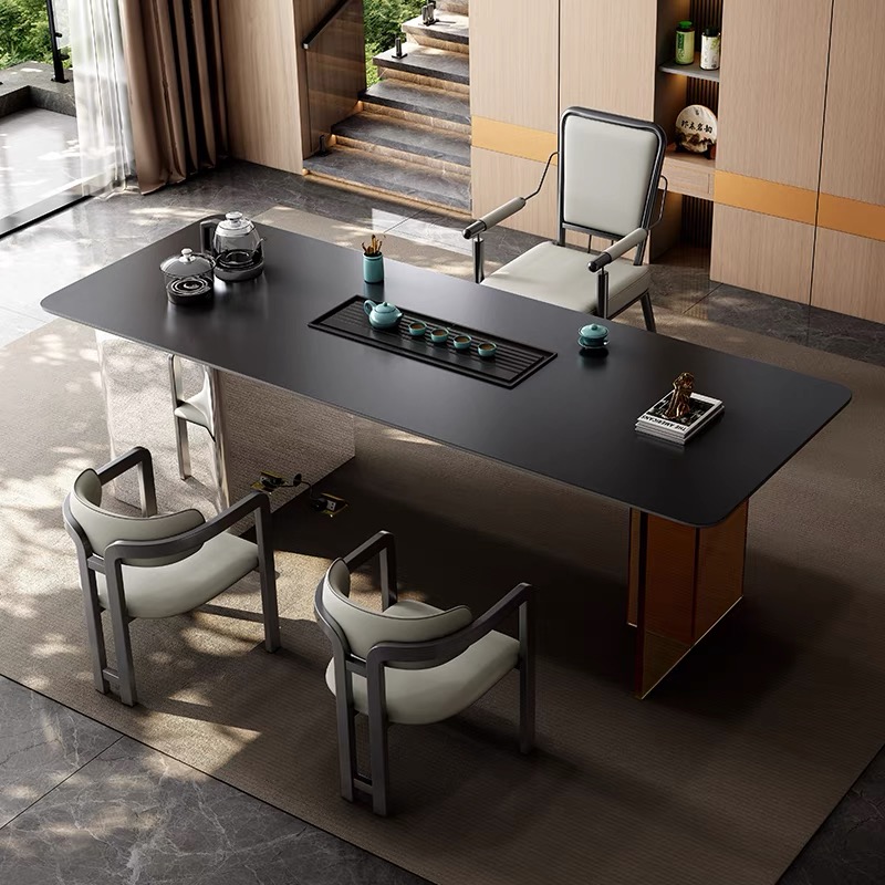 岩板茶台意式家用办公室极简约现代客厅亚克力一体阳台轻奢泡茶卓