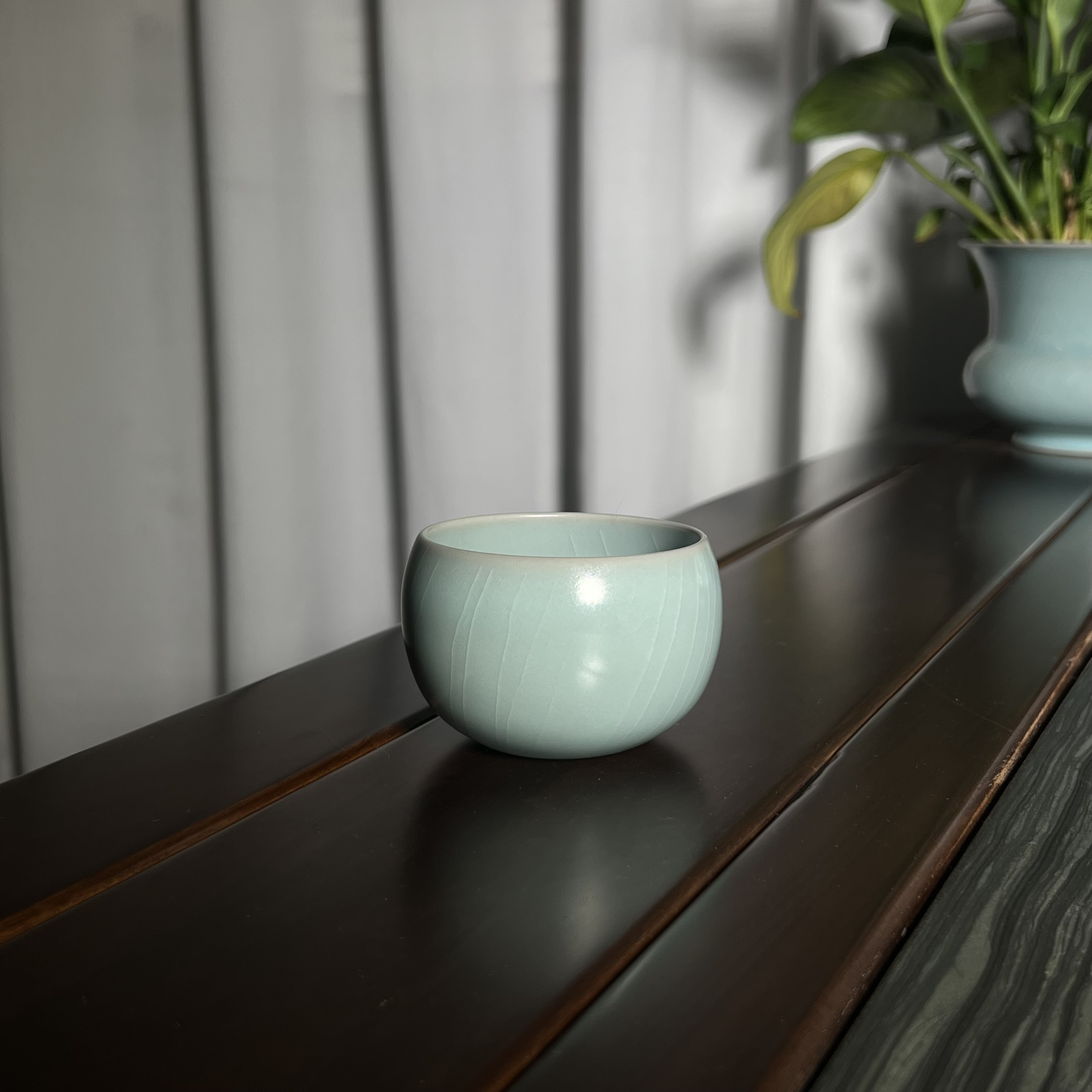 观汝丨汝官窑比赛金奖釉水龙蛋杯清凉寺汝瓷纯手工柳叶纹