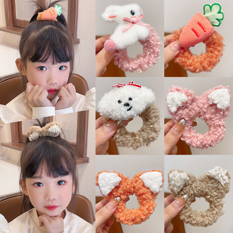 儿童毛绒发圈可爱猫耳头饰皮筋不伤发宝宝发绳女童秋冬高马尾头绳