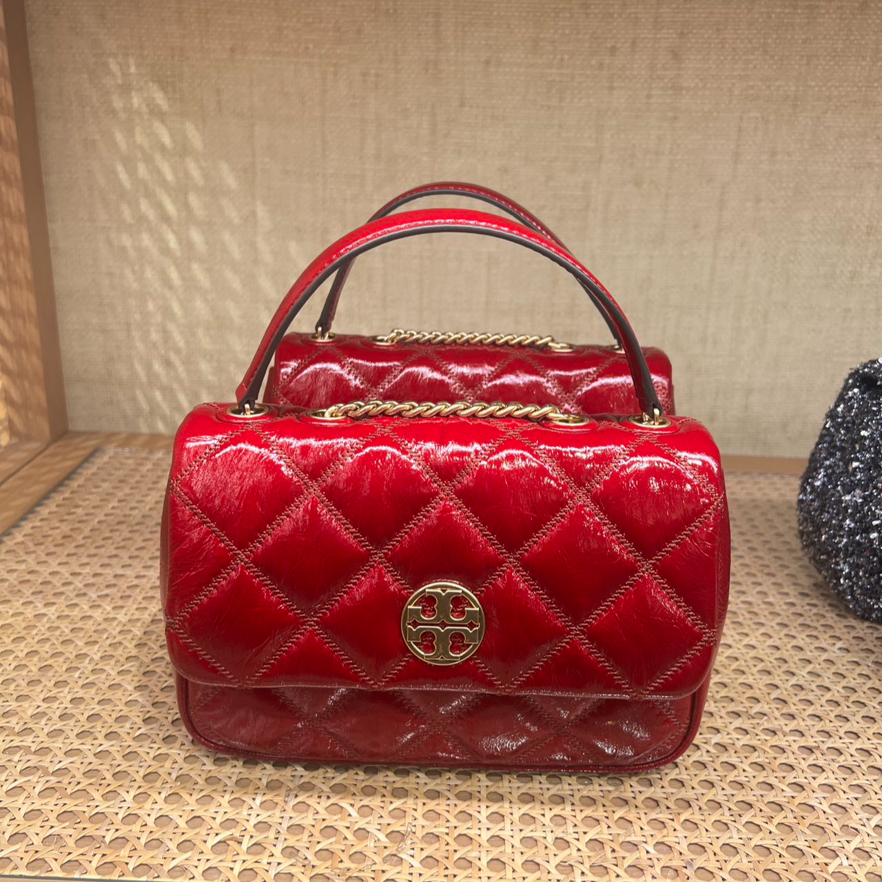 Tory Burch/汤丽柏琦中号wila红色方胖斜挎包 152051 25cm*16cm