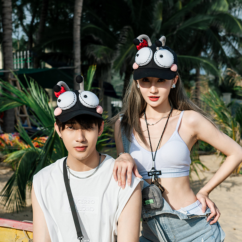 芽小七原创手作金龟子棒球帽四季出游遮阳圆顶宽檐帽子情侣