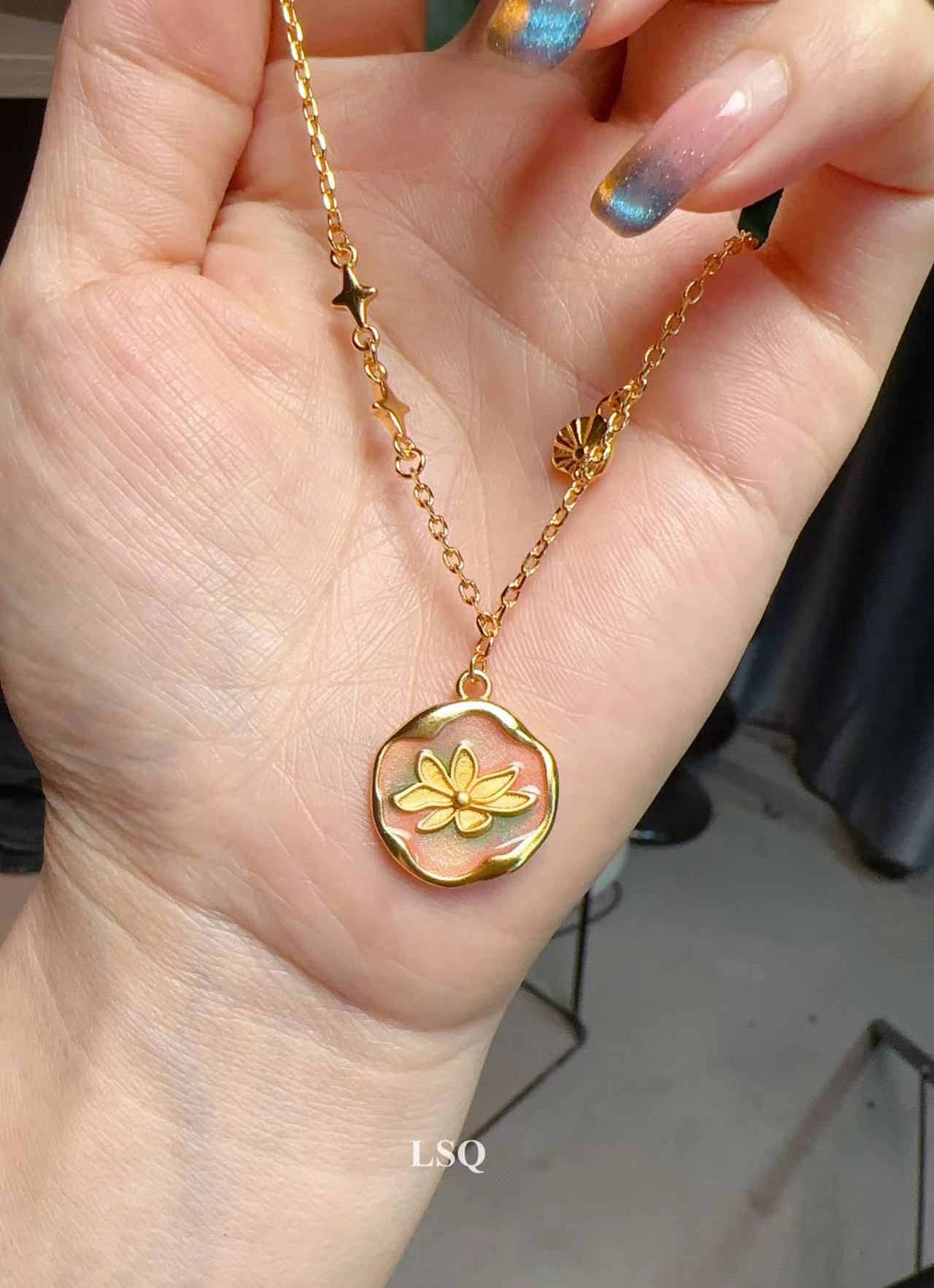 铜合金项链 SQ思岐-新中式莫奈花园睡链清晨项链4788