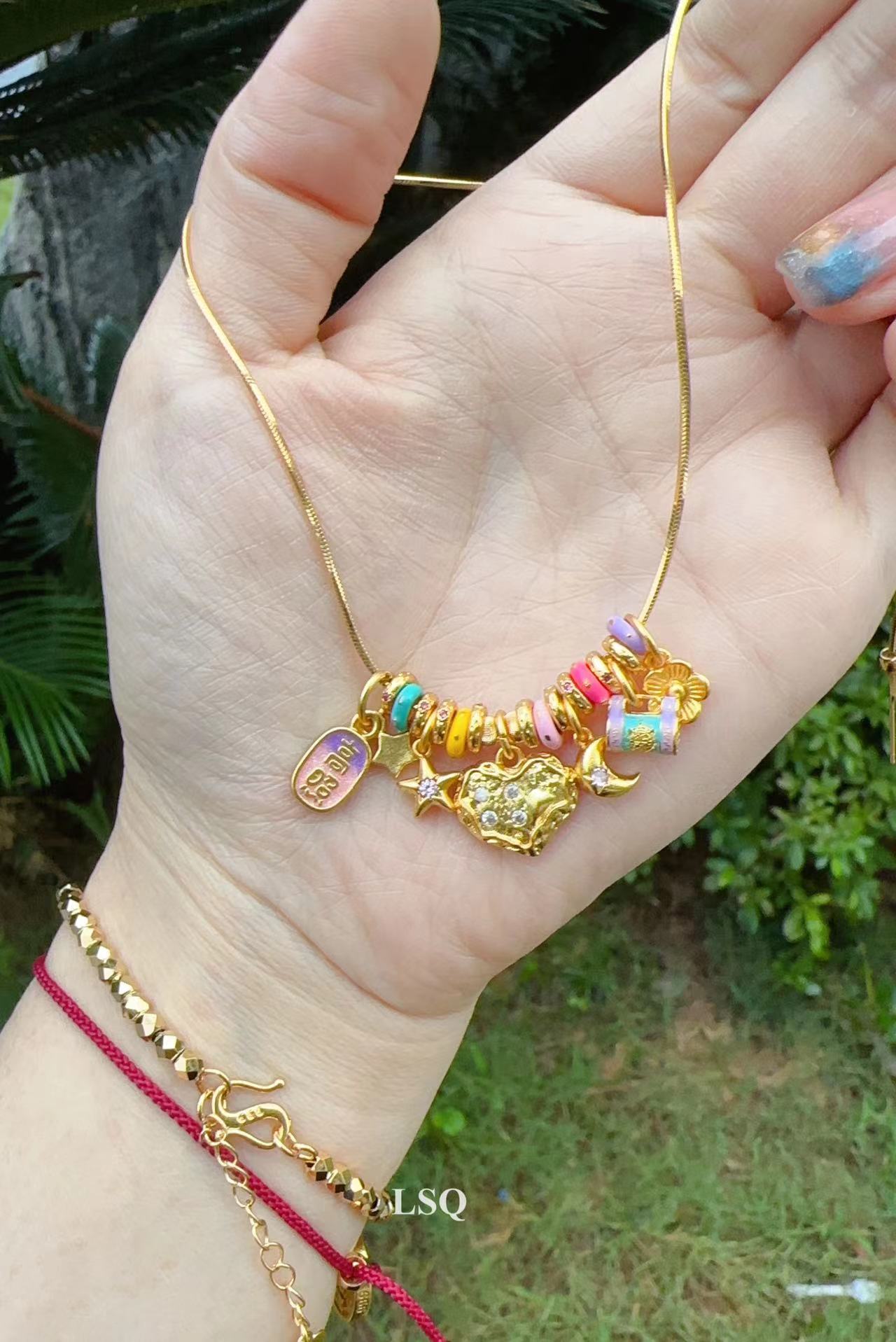 铜合金合成锆石项链 SQ思岐-新中式甜甜圈星语心愿手链4624