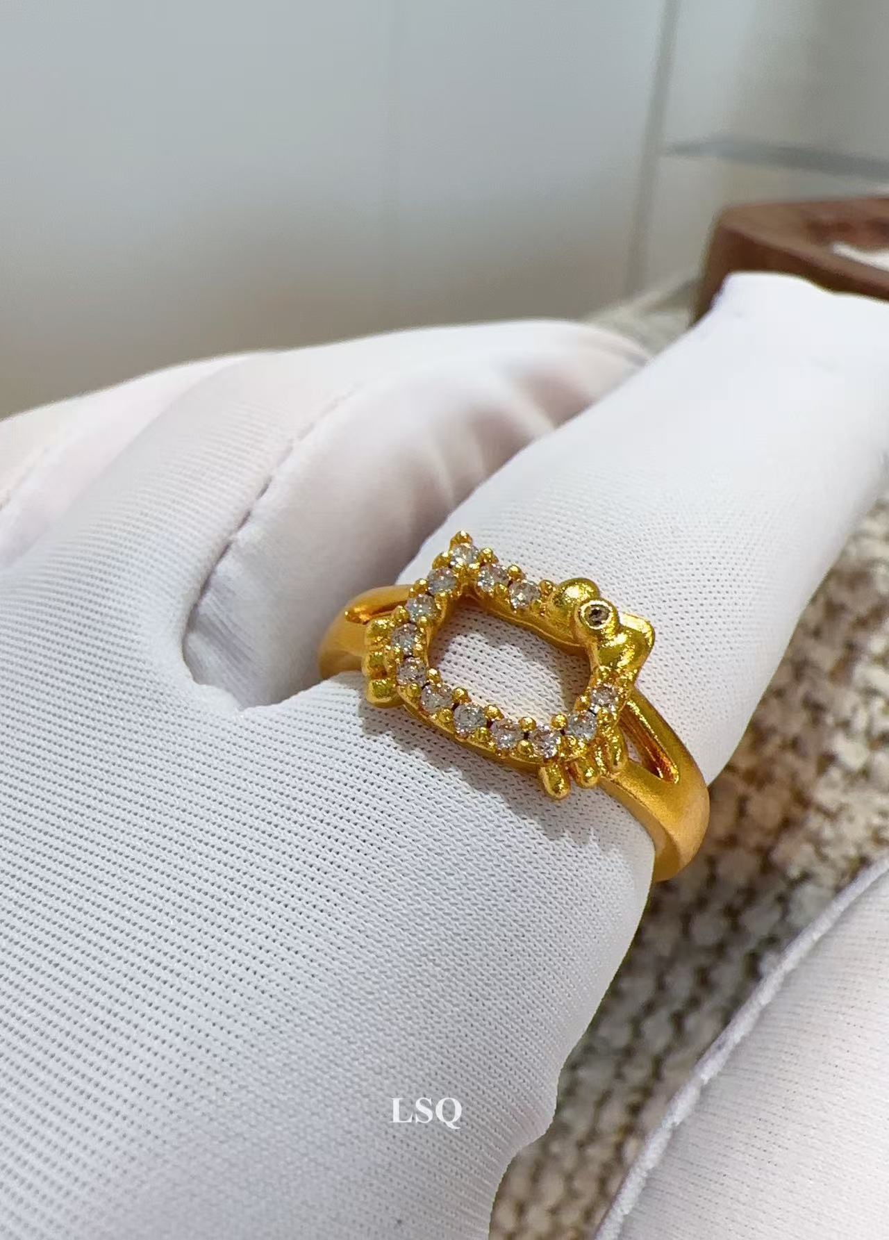 铜合金合成锆石戒指 SQ新中式24楸冬-KT猫镶锆戒指5190