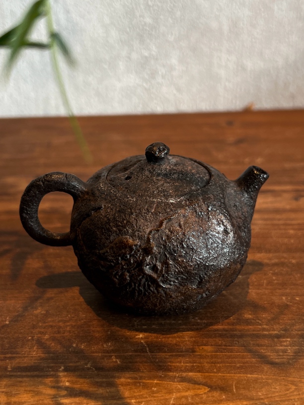 粗陶瓷器茶壶纯手工茶具泡茶壶全手工手捏圆壶手工茶壶精美筋纹