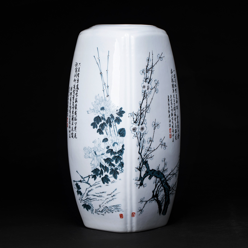景德镇陶瓷博古架古花瓶插花干花富贵竹工艺品客厅装饰品瓷器摆件