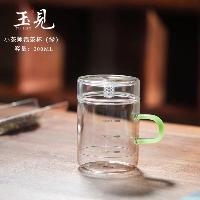 A6016高硼硅玻璃泡茶杯激光过滤手工透明