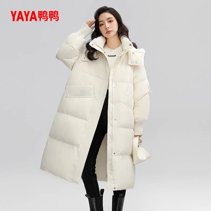鸭鸭羽绒服女士2024秋冬新品过膝中长款可拆卸帽加厚YE3B623283L