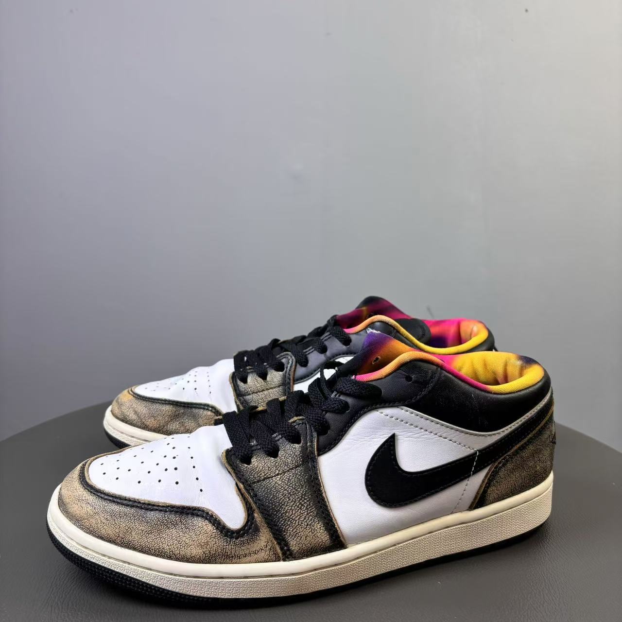 90新 AIR JORDAN 44码 AJ1黑白黄球鞋 非原盒