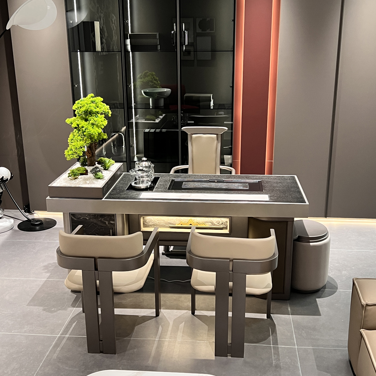 壹官堂茶桌椅组合意式极简现代轻奢家用泡茶桌高端办公室若野茶台