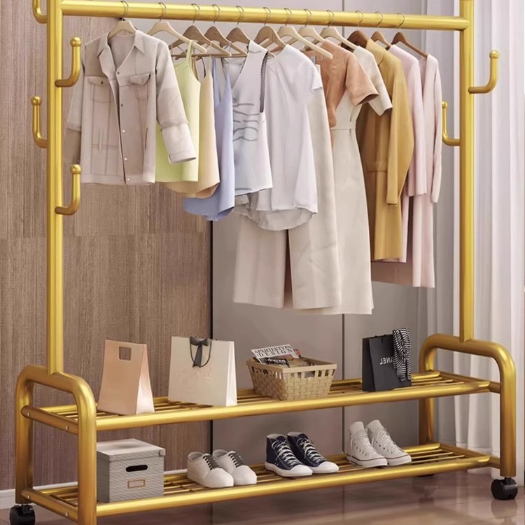 新疆包邮衣帽架家用落地多层可移动晾衣架阳台客厅卧室挂衣服架子