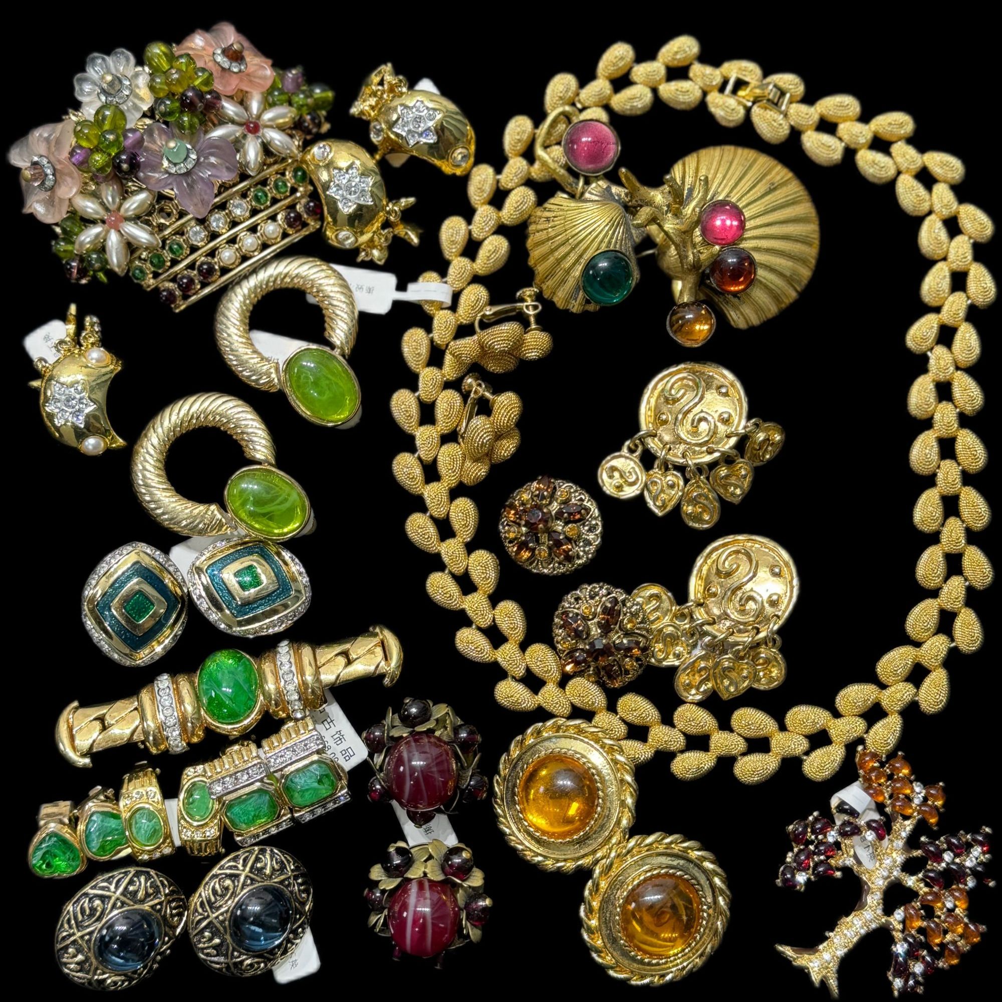 合金项链 合金项链 合金复古首饰中古vintage项链耳夹胸针