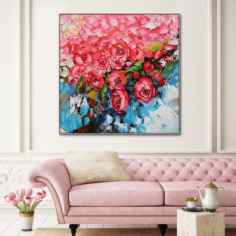 大幅装饰画手绘客厅装饰油画玄关背景墙壁画现代简约北美ins家居