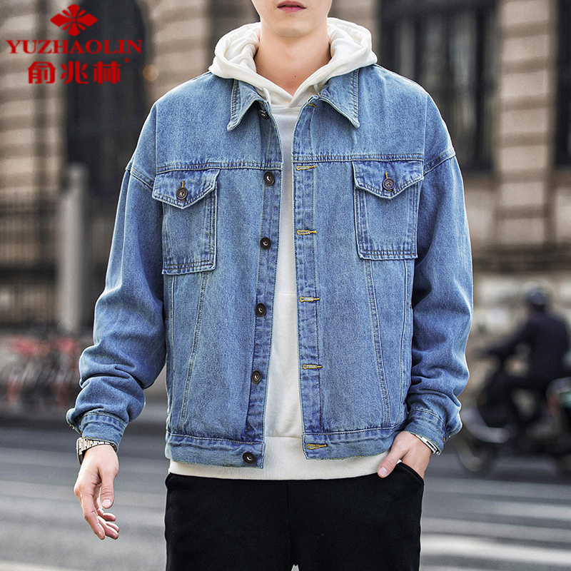 黄泥染工装牛仔外套男2023秋冬新款宽松休闲潮牌水洗做旧男生大码